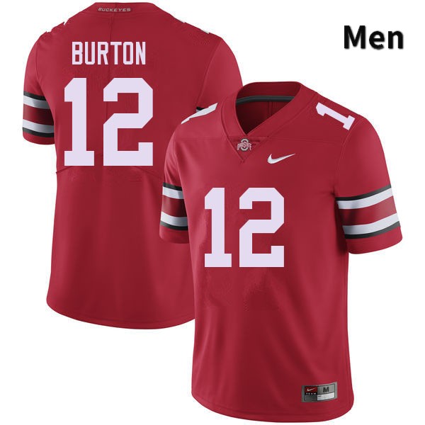 Ohio State Buckeyes Caleb Burton Men's #12 Red Authentic Stitched College Football Jersey